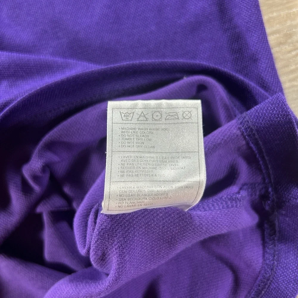 VTG Team Nike Large LSU Tigers Dri Fit Warm Up Shirt Purple Yellow Colorblock